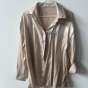 Satin button up oversized shirt